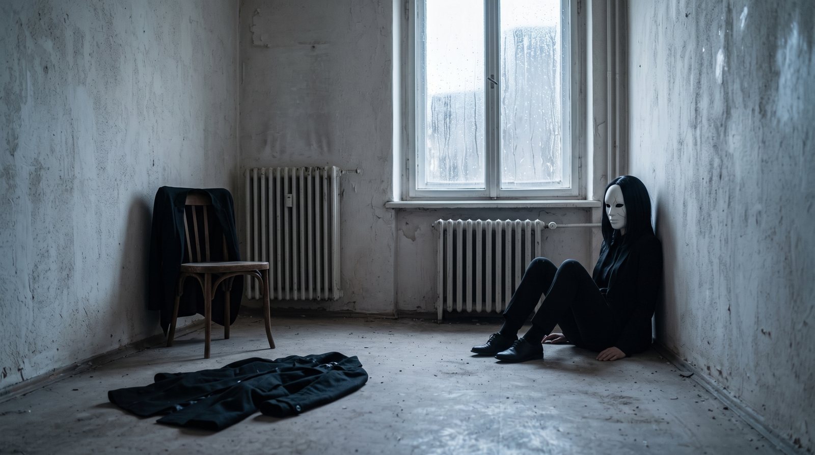 XYLAR — maschera bianca in una stanza vuota